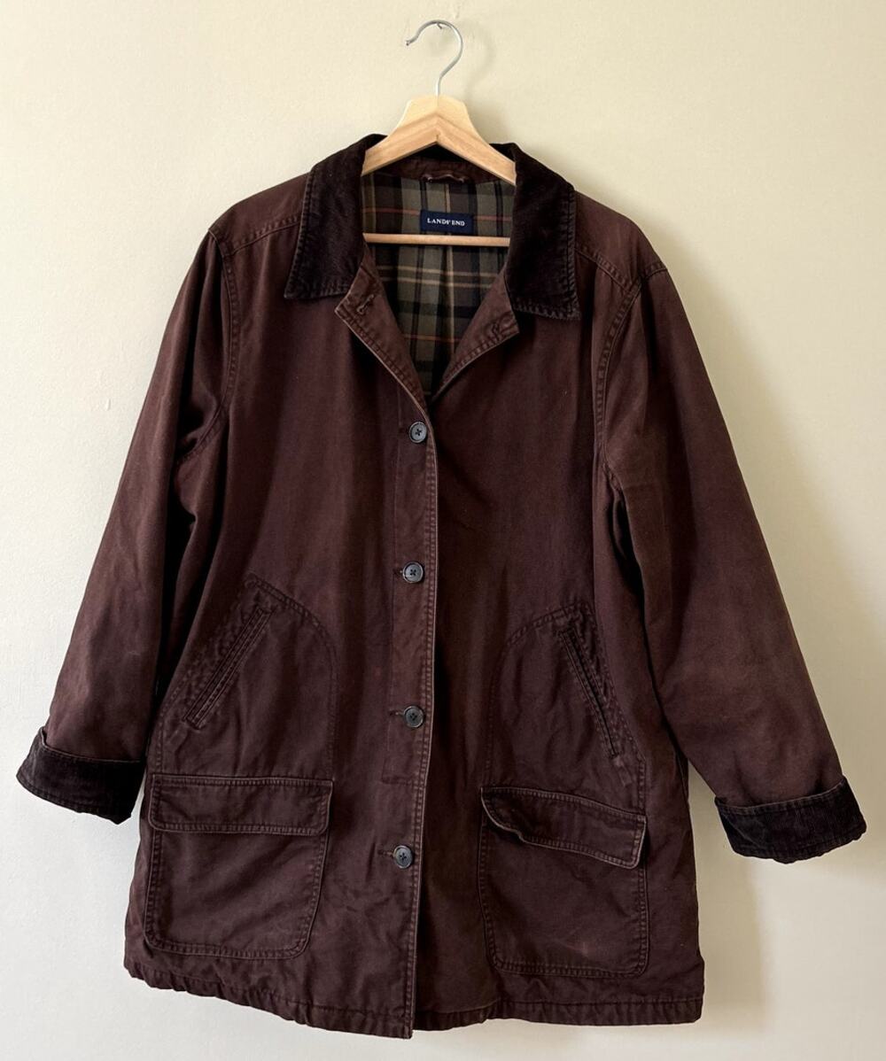 Brown Corduroy Collar Flannel-lined Barn Coat Chore Coat Lands End Men's XL